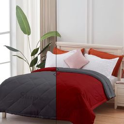 Sleepino Grey & Red Microfiber 150 GSM AC Room Reversible Single Bed Comforter-8