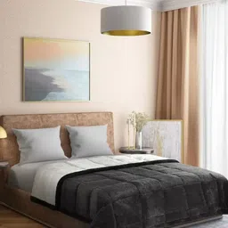 wakefit Sherpa Charcoal Fleece Heavy Winter 210 GSM Double Bed Blanket-image-44