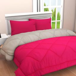 Comfowell Pink & Grey Mild Winter 110 GSM Double Bed Comforter-image-40