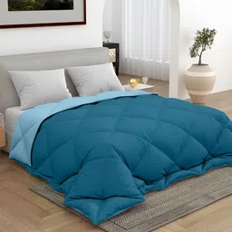 CHICERY Teal & Blue 300 GSM Double Bed Reversible Comforter-image-85