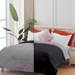 Sleepino Black & Grey Microfiber 150 GSM AC Room Reversible Single Bed Comforter-7