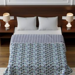 tundwal's Turquoise Blue & White Floral AC Room 210 GSM Single Bed Dohar-image-95