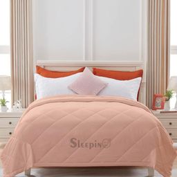 Sleepino Peach-Coloured Microfiber 150-GSM Mild Winter Double Bed Blanket-image-51