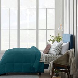 RAZZAI Teal Blue Microfiber Mild Winter 300 GSM Reversible Double Bed Comforter-image-11