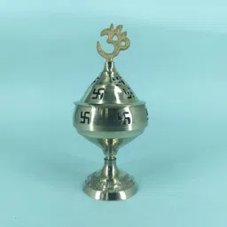 Om Swastik Akhand Diya Dor Puja Gold Brass Table Lantern-28