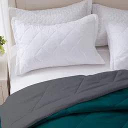 Sleepino Teal Microfiber 150 GSM AC Room Reversible Single Bed Comforter image 3