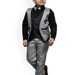 BAESD Boys Long Sleeves Shirt Collar Shirt & Trousers with Waistcoat-image-33