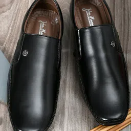 John Karsun Men Black Solid Formal Slip-Ons-image-53