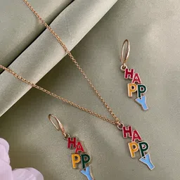 Digital Dress Room Gold Plated & Happy Charm Jewellery Set-31