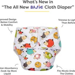 superbottoms Basic Certified Soft Fleece Lined Pocket Cloth Diaper with 1 Wet-Free Insert (FreeSize Reusable & Adjustable Cloth Diaper,Fits from 5-17 kg, Multi) image 2