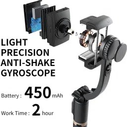 Wifton Handheld Gimbal Stabilizer With shutter Tripod For Smartphone-IVI Single Gimbal for Mobile, Camera image 2
