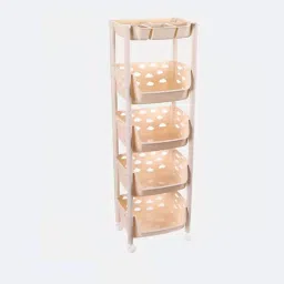 SKEP 4+1 Layer Fruit & Vegetable Basket Trolley Included 1 Dish Box Tray (Pink) Plastic Fruit & Vegetable Basket-image-17