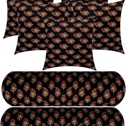 5 Cushion And 2 Microfibre Floral Bolster Pack of 7-33