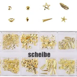 3D Small Leaves Plated Trendsetter Metal Nail Art-picture-27