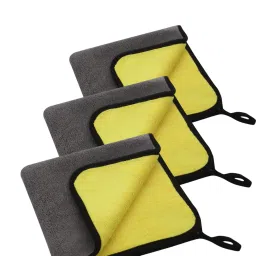 Microfiber Cleaning Thick Lint & Streak-Free Multipurpose Clothes - Automotive Microfibre Towels for Car Bike Cleaning Polishing Washing & Detailing Dual Color 40X45cms 750GSM (Yellow) Wet and Dry Microfiber Cleaning Cloth-image-90