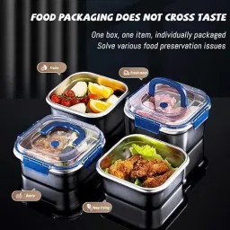 nbukt Stainless Steel Food Storage Container, 1800ml Storage Box with Handle Container Serving Set image 5