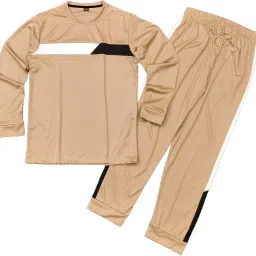 Men Night Suit Set Beige Colorblock-image-8