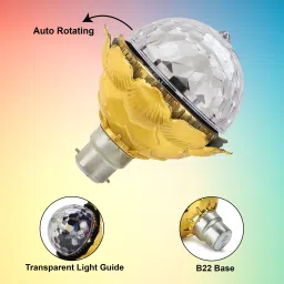 HENONIX LED Rotating Bulb Golden | Colorful Disco Light for Home & Celebrations Single Disco Ball-image-25