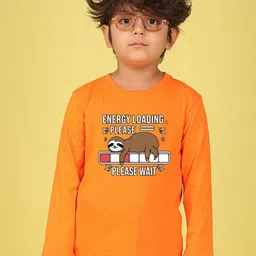 NUSYL Boys Energy Loading Text Printed Round Neck Cotton Casual T-shirt-image-62