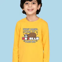 NUSYL Boys Energy Loading Text Printed Round Neck Cotton Casual T-shirt-image-74