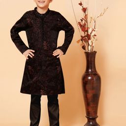 PICCOLO Boys Floral Printed Beads & Stones Kurta With Pyjamas-image-18