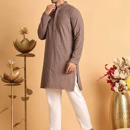 Jompers Men Embroidered Regular Sequinned Kurta with Pyjamas-image-90