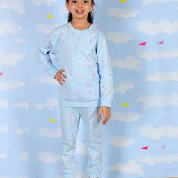 The Mom Store Girls Printed Pure Cotton T-shirt with Pyjamas-image-23