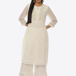 Rangriti Women Printed Keyhole Neck Straight Kurta-image-83