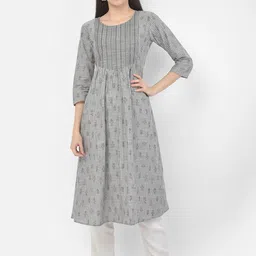 Span Ethnic Motifs Embroidered Thread Work Pure Cotton A-Line Kurta-picture-50
