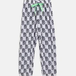 Camey Kids White & Black Printed Lounge Pants-13