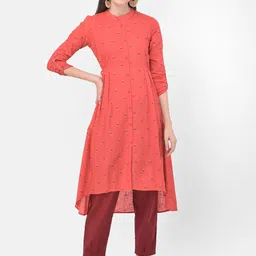Span Women Coral Ethnic Motifs Printed Kurta-image-49