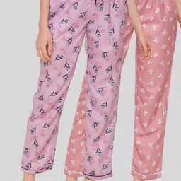 FashionRack Woman Set of 2 Brown & Pink Printed Lounge Pants-picture-46