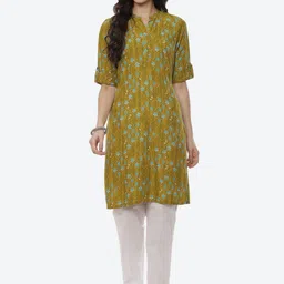 Rangriti Women Lime Green Floral Printed Thread Work Kurta-picture-13