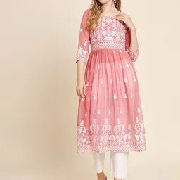 VAIRAGEE Ethnic Motifs Embroidered Thread Work Georgette Anarkali Kurta-41