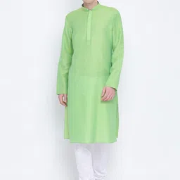 NAMASKAR Men Mandarin Collar Linen Kurta-picture-27