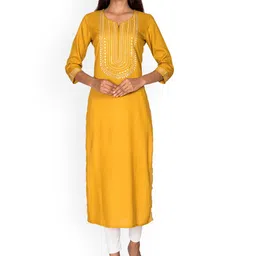 Swasti Women Yellow Embellished Mirror Work Kurta-picture-6