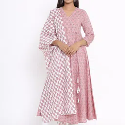 MIRAVAN Ethnic Motifs Printed Gotta Patti Cotton Kurta-picture-27