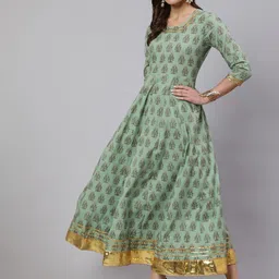 GLAM ROOTS Ethnic Motifs Printed Anarkali Kurta-image-30