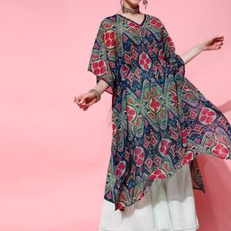 STREET 9 Women Blue Geometric Printed Kurta-image-82