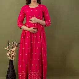 Mialo fashion Floral Printed Cotton Maternity Ethnic Dress-picture-30