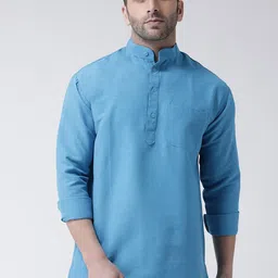 RIAG Men Blue Khadi Short Kurta-picture-53