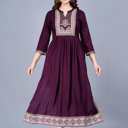SAABHI Women Printed Band Collar A-Line Kurta-image-30