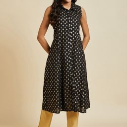 Sangria Ethnic Motifs Printed Pure Cotton A-line Kurta-picture-14