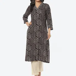 Biba Women Geometric Printed V-Neck Kurta-30