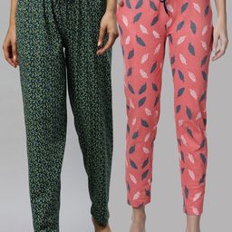 Kryptic Women Orange & Green Pack Of 2 Cotton Lounge Pants-image-46