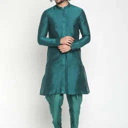 Abhishti Men Green Buttoned Down Banarasi Kurta-picture-18
