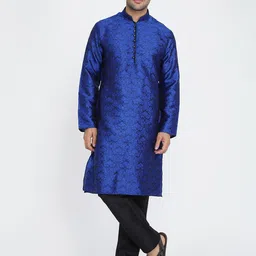 ROYAL KURTA Men Blue Ethnic Motifs Kurta-48