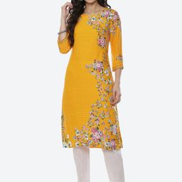 Rangriti Women Yellow Floral Printed Kurta-image-86