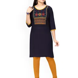 Sangria Girls Embroidered Pure Cotton Round Neck Kurta-picture-13