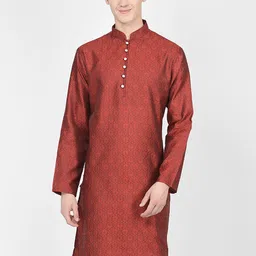 SG LEMAN Ethnic Motifs Woven Design Mandarin Collar Straight Kurta-42